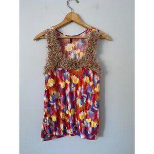 One September Anthropologie Size Small Sleeveless Top with Fringe Detail